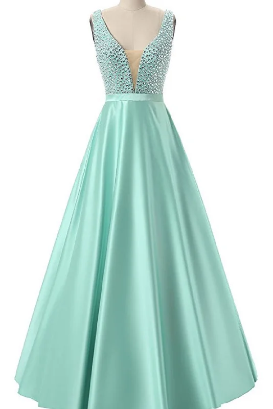 Fairy Tale Green Prom Dresses Satin Prom Dresses Sexy Prom Dresses
