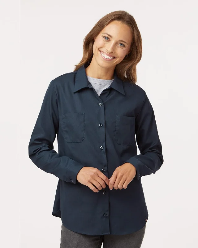 Dickies Women's Long Sleeve Industrial Work Shirt Comfortable Summer Short Shirt