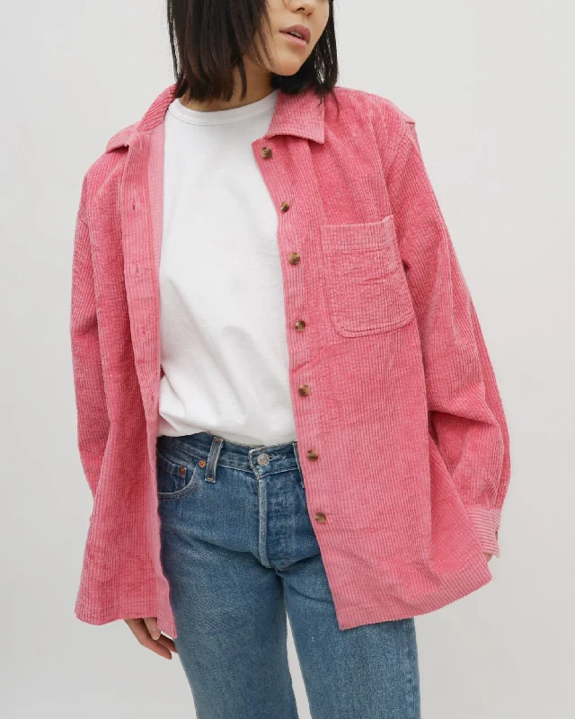 Corduroy Shirts / Pink Comfortable Knit Short Shirt