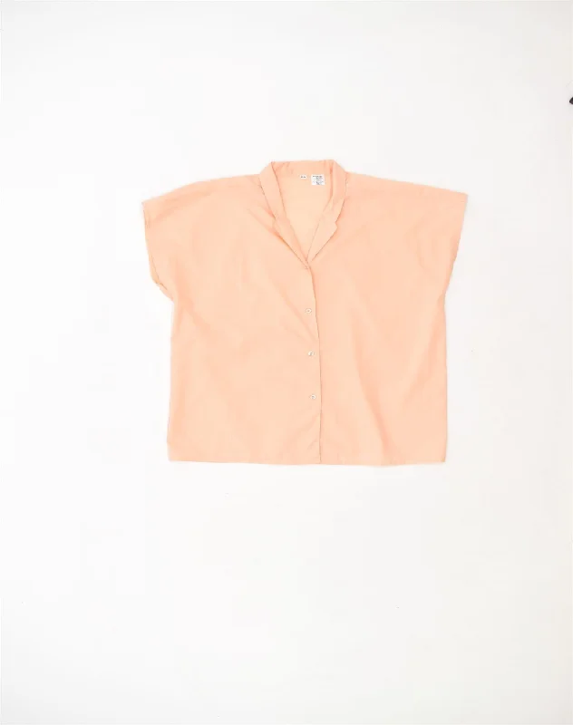 VINTAGE Womens Shirt Blouse EU 42/44 Large Beige Polyester Trendy Sleeveless Short Shirt