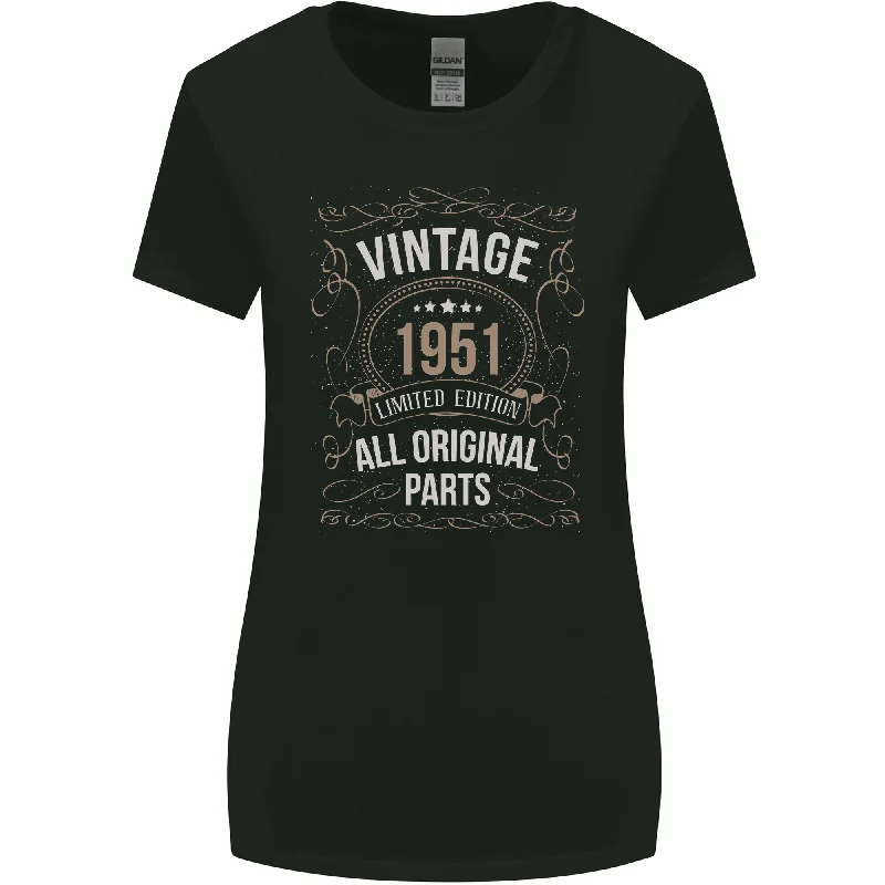72nd Birthday Limited Edition 1951 Womens Wider Cut T-Shirt Chenille Brocade Lace
