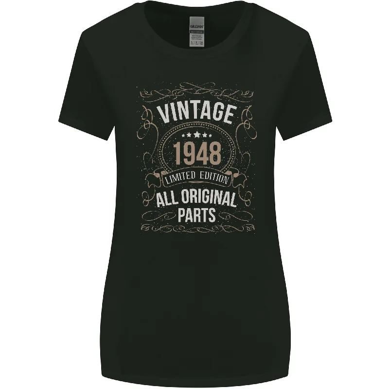 75th Birthday Limited Edition 1948 Womens Wider Cut T-Shirt Front Pockets Side Pockets Patch Pockets