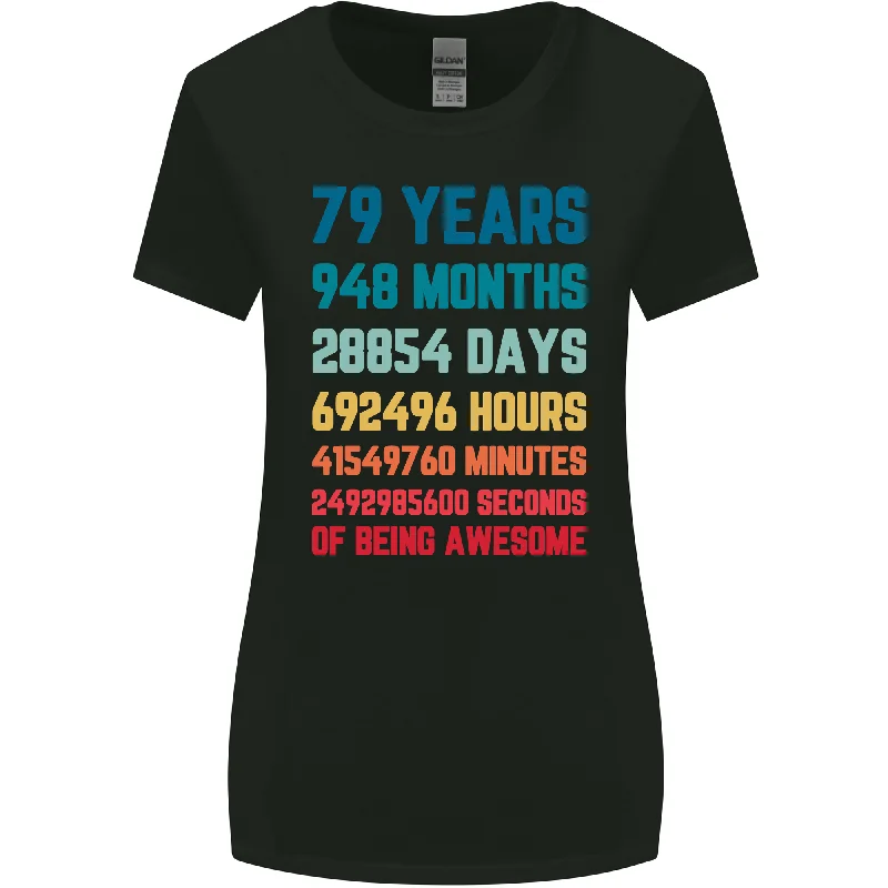 79th Birthday 79 Year Old Womens Wider Cut T-Shirt Mesh Blend Leather Blend Suede Blend