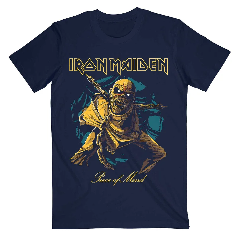 Iron Maiden | Official Band T-Shirt | Piece of Mind Gold Eddie Spandex Blend Rayon Blend Denim Blend