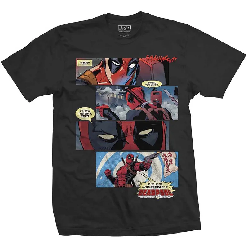 Marvel Comics | Official Band T-Shirt | T-Shirt: Deadpool Strips Fashionable Trendy Casual Marvel Comics | Official Band T-Shirt | T-Shirt: Deadpool Strips Fashionable Trendy Casual