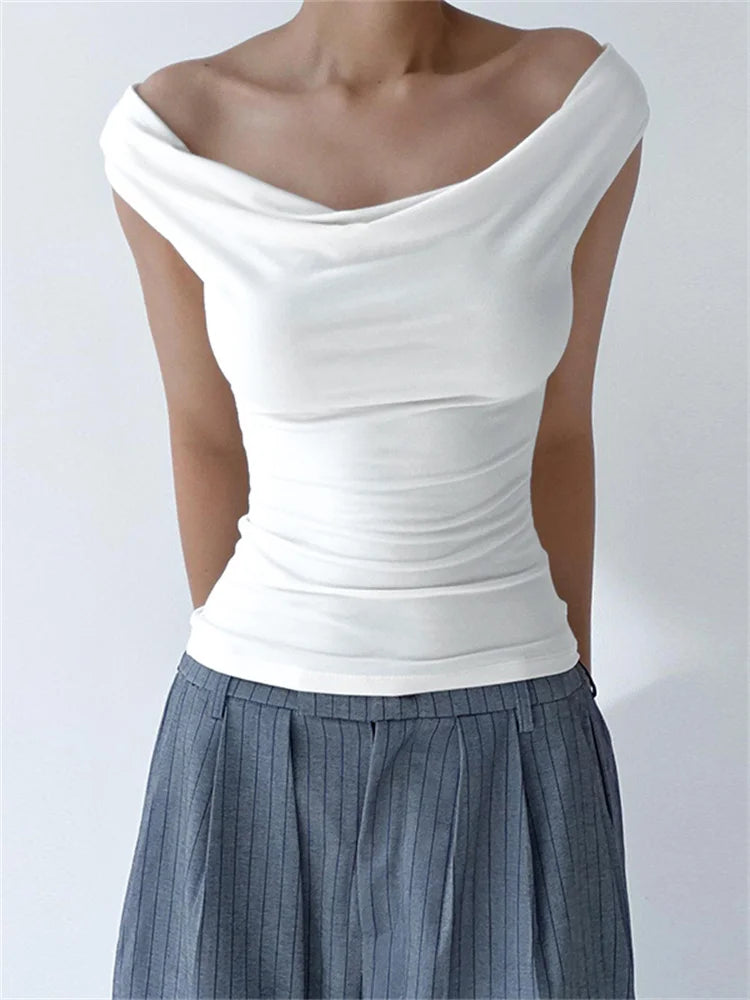 Women Solid Off Shoulder Backless Tie-Up Summer Casual Top Streetwear 2024 T-shirts Beaded Sequined Faux Fur Women Solid Off Shoulder Backless Tie-Up Summer Casual Top Streetwear 2024 T-shirts Beaded Sequined Faux Fur