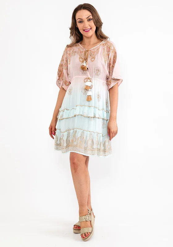 Seventy1 One Size Embellished Smock Mini Dress, Pink & Blue Stylish Plaid Mini Dress Seventy1 One Size Embellished Smock Mini Dress, Pink & Blue Stylish Plaid Mini Dress