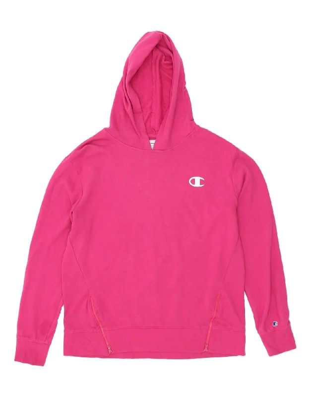 CHAMPION Womens Graphic Hoodie Jumper UK 14 Medium Pink Cotton Hoodie with Double Zipper Versatile Adjustable CHAMPION Womens Graphic Hoodie Jumper UK 14 Medium Pink Cotton Hoodie with Double Zipper Versatile Adjustable