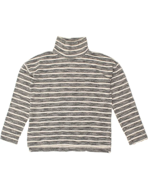 J. CREW Womens Roll Neck Sweatshirt Jumper UK 10 Small Grey Striped Cotton Hoodie with Earth Tones Natural Calm J. CREW Womens Roll Neck Sweatshirt Jumper UK 10 Small Grey Striped Cotton Hoodie with Earth Tones Natural Calm