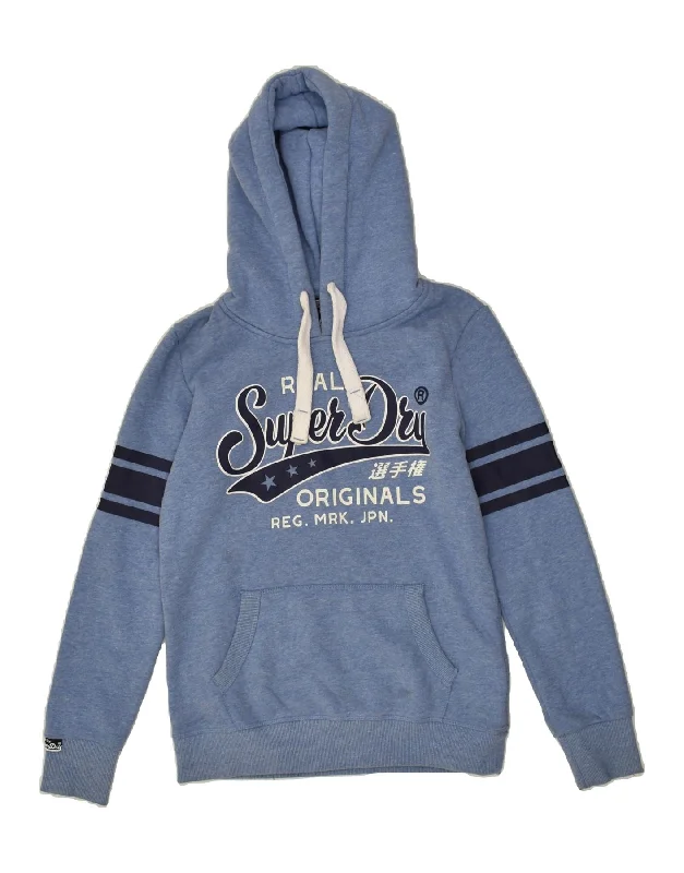SUPERDRY Womens Graphic Hoodie Jumper UK 10 Small Blue Cotton Hoodie Jacket Zipper Layering SUPERDRY Womens Graphic Hoodie Jumper UK 10 Small Blue Cotton Hoodie Jacket Zipper Layering