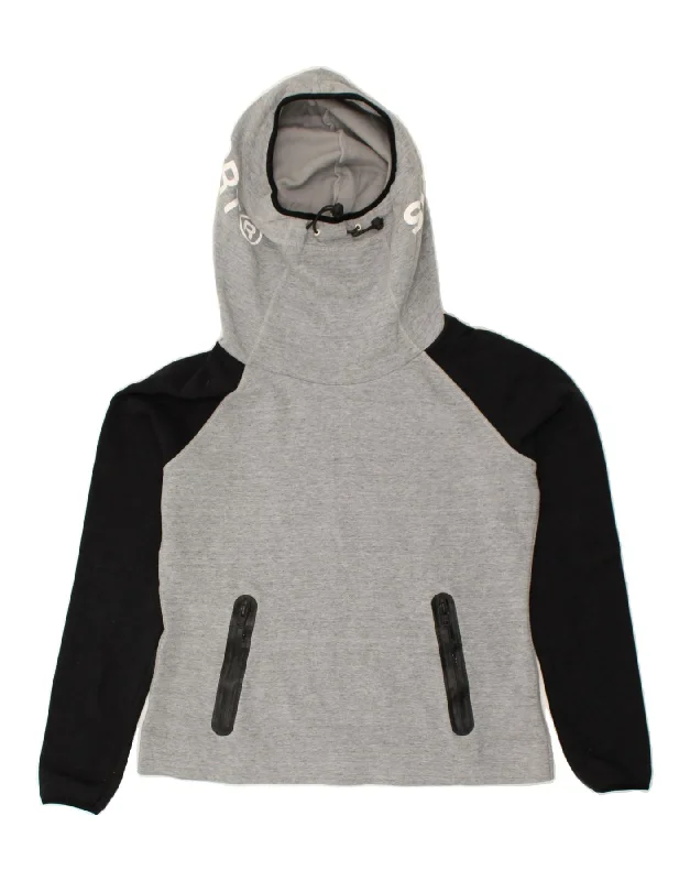 SUPERDRY Womens Graphic Hoodie Jumper UK 16 Large Grey Colourblock Cotton Hoodie with Lace Feminine Delicate SUPERDRY Womens Graphic Hoodie Jumper UK 16 Large Grey Colourblock Cotton Hoodie with Lace Feminine Delicate