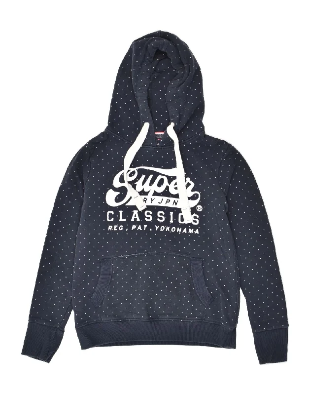 SUPERDRY Womens Premium Graphic Hoodie Jumper UK 10 Small Navy Blue Hoodie with Hidden Zipper Minimalist Clean SUPERDRY Womens Premium Graphic Hoodie Jumper UK 10 Small Navy Blue Hoodie with Hidden Zipper Minimalist Clean