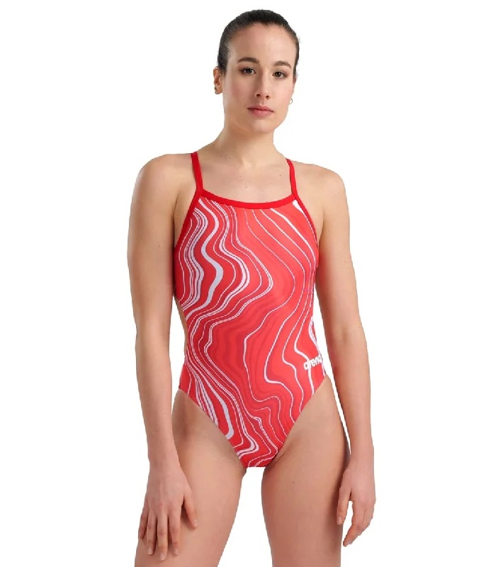 Arena Women's Marbled Challenge Back One Piece Swimsuit Red/Red Multi Plunge Back Swimsuit Arena Women's Marbled Challenge Back One Piece Swimsuit Red/Red Multi Plunge Back Swimsuit