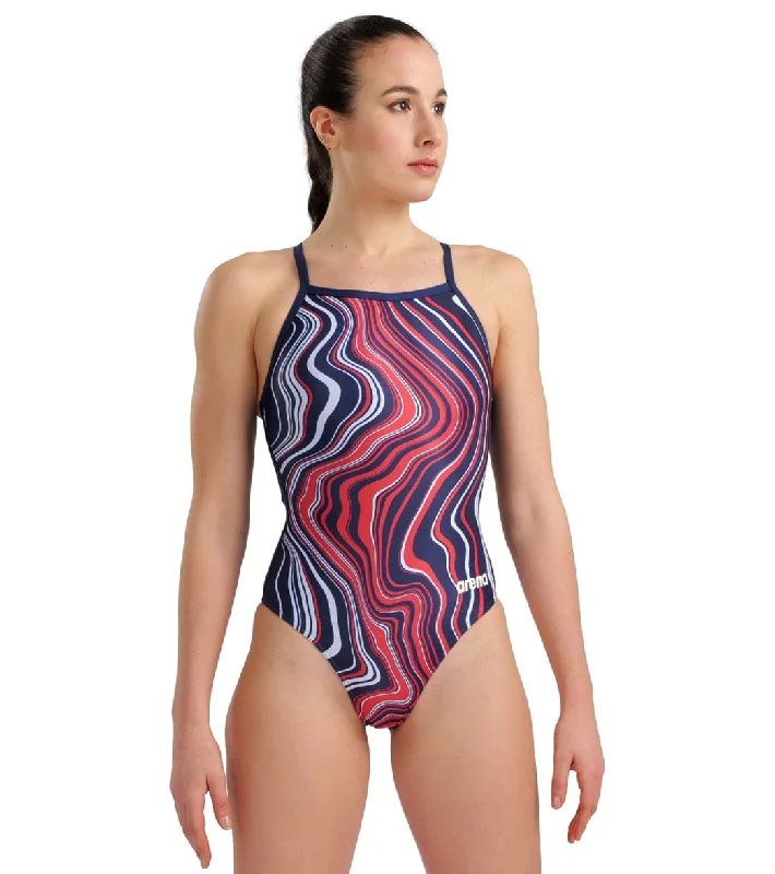 Arena Women's Marbled Light Drop Back One Piece Swimsuit Navy/Red Multi Ruched Swimwear Set Arena Women's Marbled Light Drop Back One Piece Swimsuit Navy/Red Multi Ruched Swimwear Set