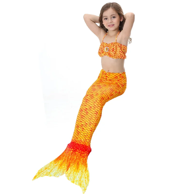 Fancydresswale Mermaid swimming costume bikini for Girls- Orange Beachy Ruffle Bikini Fancydresswale Mermaid swimming costume bikini for Girls- Orange Beachy Ruffle Bikini