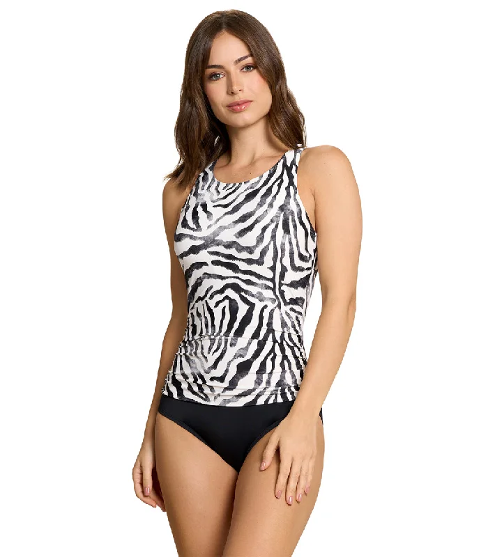 Jantzen Women's Safari Deluxe Grace High Neck Hi Back One Piece Swimsuit Black Casual Swim Dress Jantzen Women's Safari Deluxe Grace High Neck Hi Back One Piece Swimsuit Black Casual Swim Dress