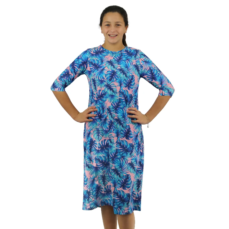 Girls Modest Tznius 3/4 Sleeve UPF 50+ Sun Protection bathing Suit Swimdress (Miami in Blue Color ) Elegant Halter Bikini Girls Modest Tznius 3/4 Sleeve UPF 50+ Sun Protection bathing Suit Swimdress (Miami in Blue Color ) Elegant Halter Bikini