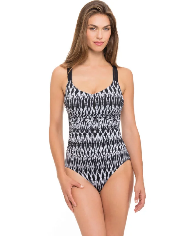 Profile By Gottex Shibori Round Neck Macrame Back One Piece Swimsuit Mesh Detail Bikini Profile By Gottex Shibori Round Neck Macrame Back One Piece Swimsuit Mesh Detail Bikini