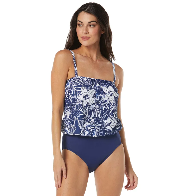 Roxanne Women's Bra Sized Chlorine Resistant Tropic Bloom Blouson One Piece Swimsuit (C/D/DD Cup) Solid Color Swimsuit Roxanne Women's Bra Sized Chlorine Resistant Tropic Bloom Blouson One Piece Swimsuit (C/D/DD Cup) Solid Color Swimsuit