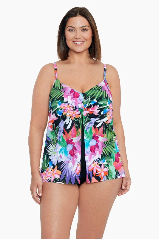 Plus Size Knotted Flyaway Fauxkini One Piece Swimsuit Lush Life Button-Front Swimsuit Plus Size Knotted Flyaway Fauxkini One Piece Swimsuit Lush Life Button-Front Swimsuit