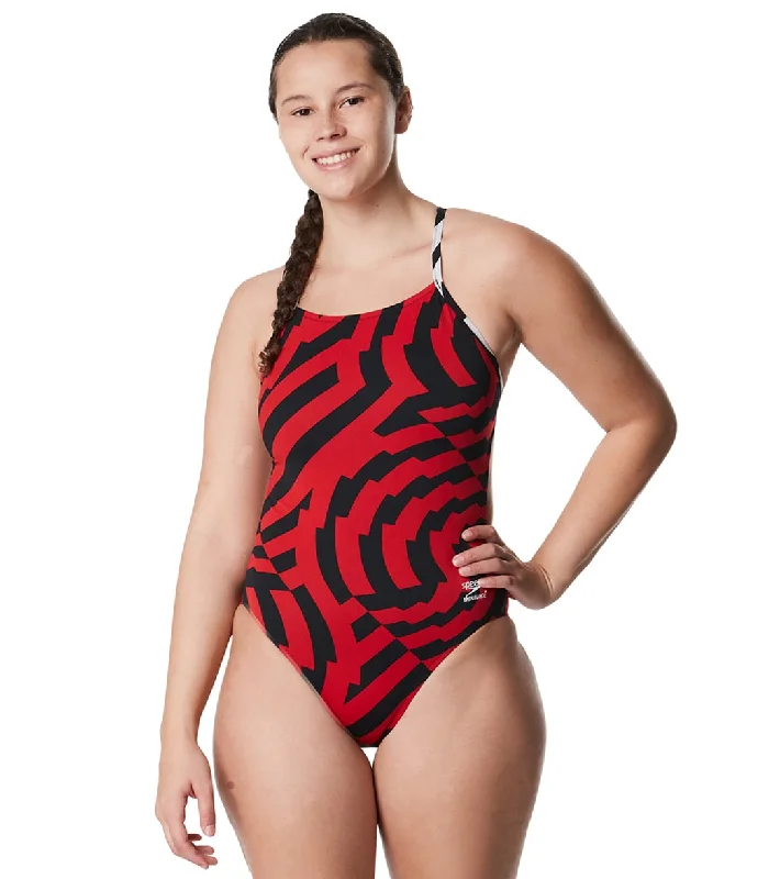 Speedo Women's Vortex Maze One Back One Piece Swimsuit Speedo Red Mesh Panel Swimwear Speedo Women's Vortex Maze One Back One Piece Swimsuit Speedo Red Mesh Panel Swimwear