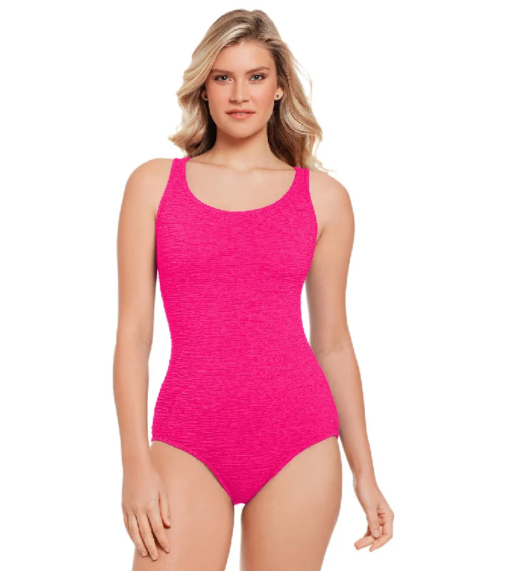 Women's Krinkle By Penbrooke Chlorine Resistant Mock Surplice One Piece Swimsuit Rose Comfortable Swim Shorts Women's Krinkle By Penbrooke Chlorine Resistant Mock Surplice One Piece Swimsuit Rose Comfortable Swim Shorts
