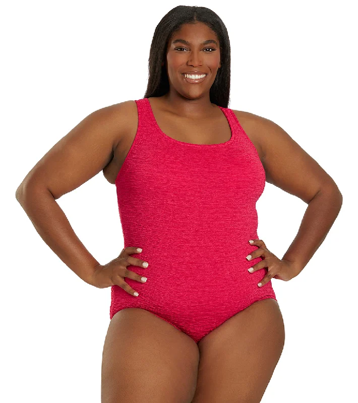 Women's Krinkle By Penbrooke Plus Size Chlorine Resistant One Piece Cross Back Swimsuit Rose Quick-Dry Tankini Women's Krinkle By Penbrooke Plus Size Chlorine Resistant One Piece Cross Back Swimsuit Rose Quick-Dry Tankini