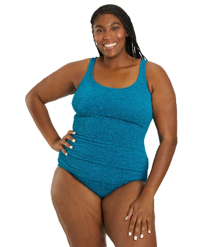 Women's Krinkle By Penbrooke Plus Size Chlorine Resistant One Piece Scoop Neck Sheath Swimsuit Plunge Neckline Swimsuit Women's Krinkle By Penbrooke Plus Size Chlorine Resistant One Piece Scoop Neck Sheath Swimsuit Plunge Neckline Swimsuit