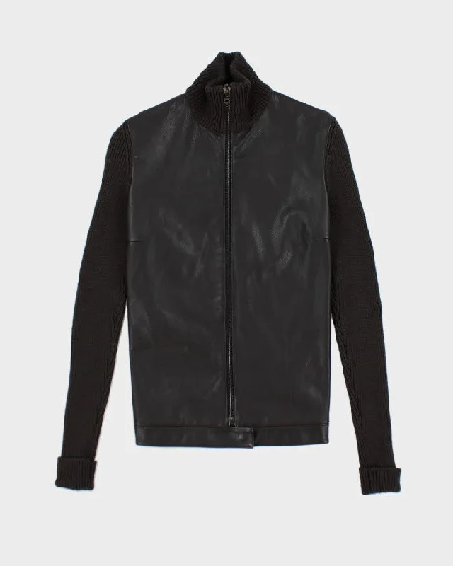 Vintage Prada Leather Knit Jacket - S Print Jacket Jacquard Jacket Embroidered Jacket