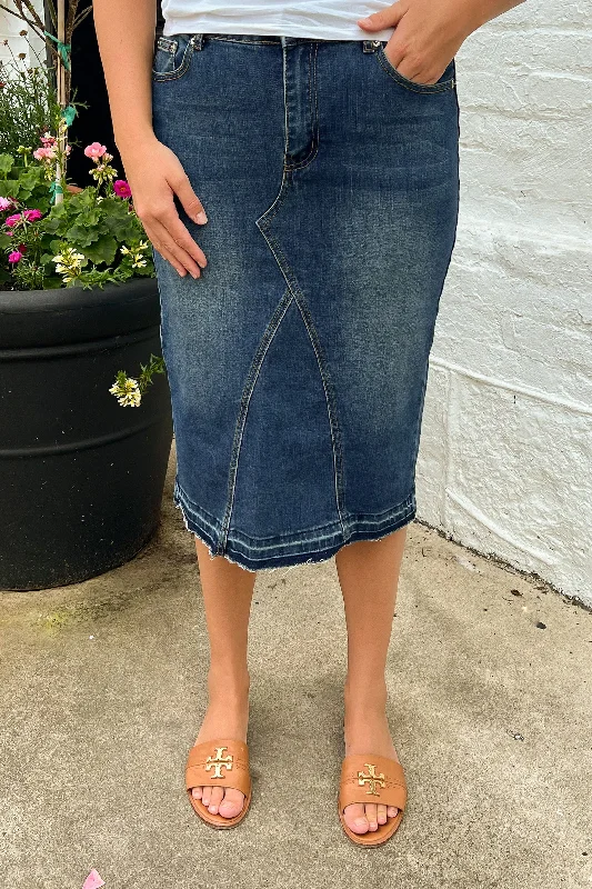 Maya Denim Skirt in Vintage Wash (Final Sale) corduroy skirt comfortable