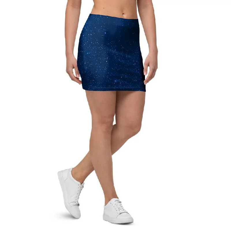 Space Blue Galaxy Mini Skirt denim skirt classic
