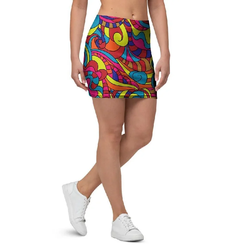 Stained Glass Psychedelic Trippy Mini Skirt velvet skirt luxury