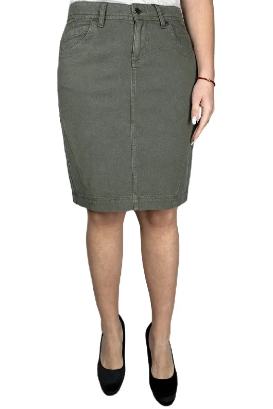 Twill Skirt Style 224-12G in Olive cashmere skirt plush